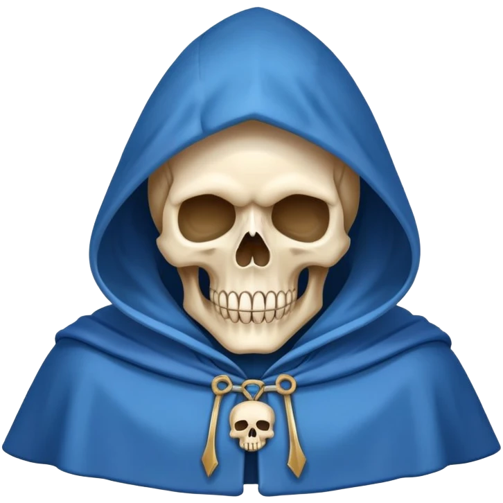 skull wearing blue hood and cloak emoji