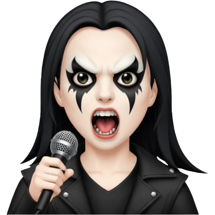 Black metal musician, screaming with mirophone emoji