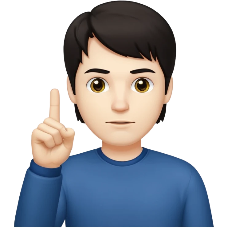 White man darl hair and neutral expression with middle finger emoji