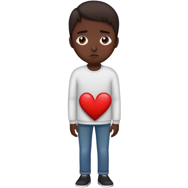 hazme un emoji en que puedas poner el cuerpo completo de una persona que esta triste (su cara) y con el corazón roto emoji