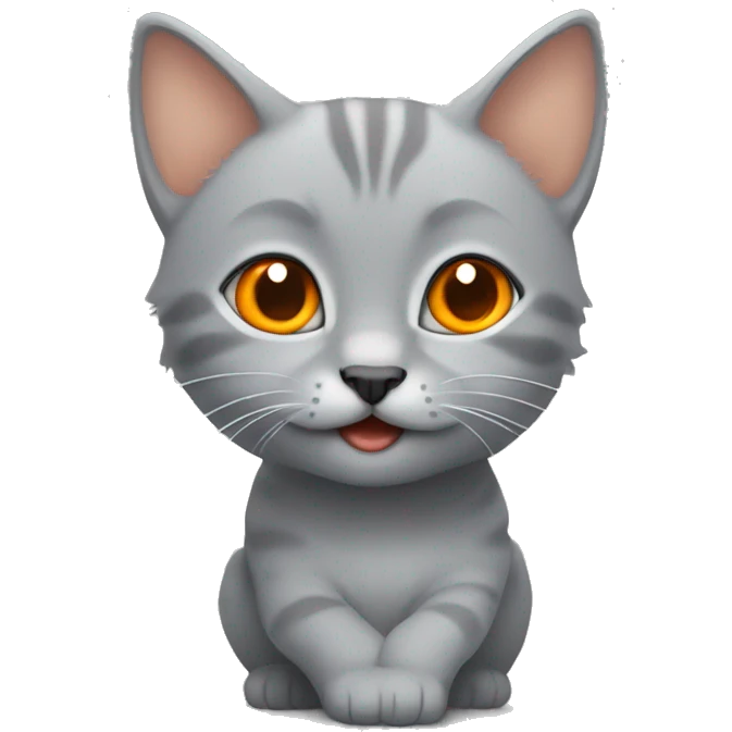 grey kitten with orange eyes stretching emoji