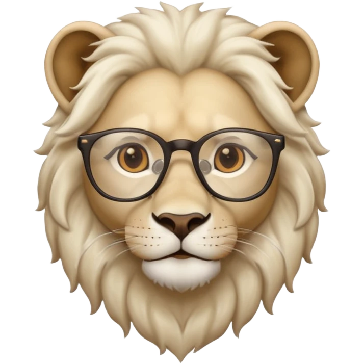 White Lion with glasses on emoji