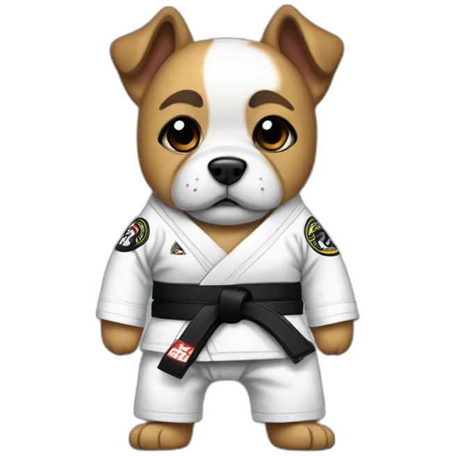 Jiu-Jitsu dog wearing a gi with a black belt  emoji