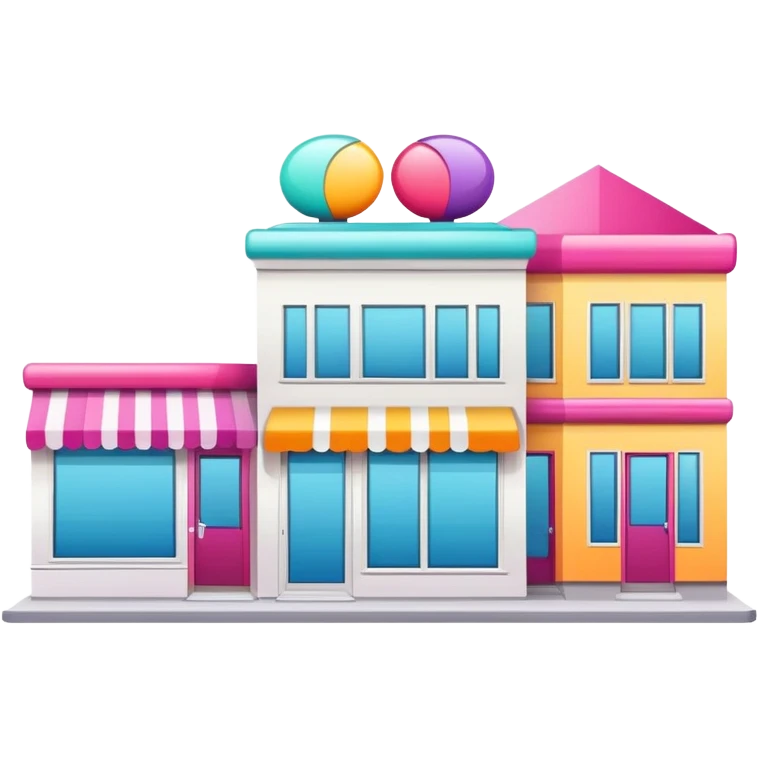 three separate beauty salon buildings connected with lines emoji