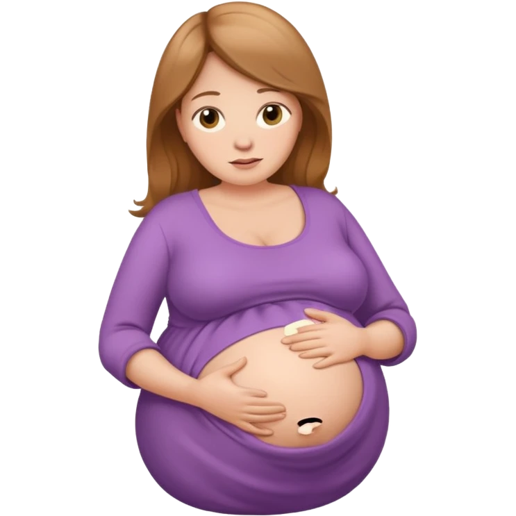 very heavily pregnant overdue woman with unnaturally very large belly emoji