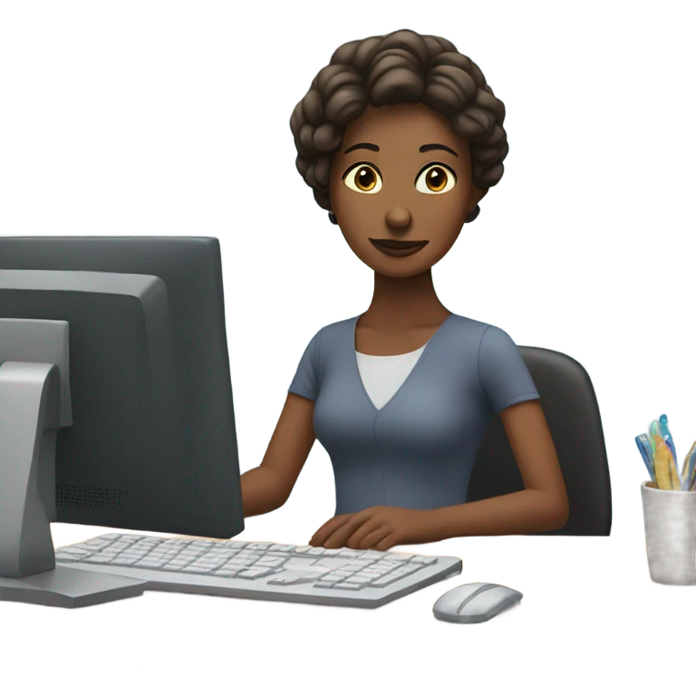 woman looking at her computer emoji