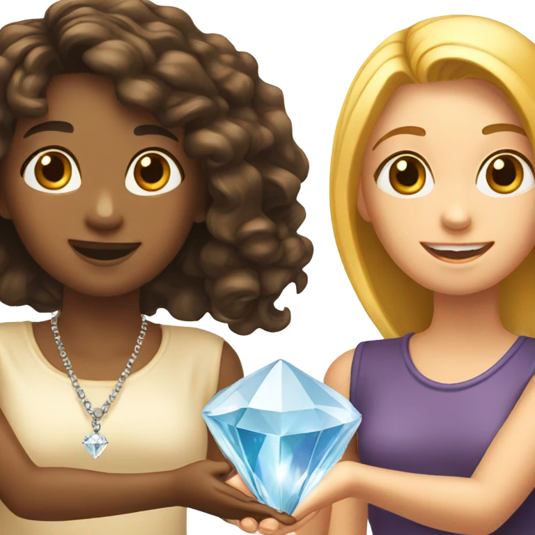 girl handing a diamond chain to her friend emoji