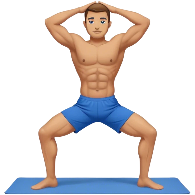 buff man blue shorts warrior-yoga emoji
