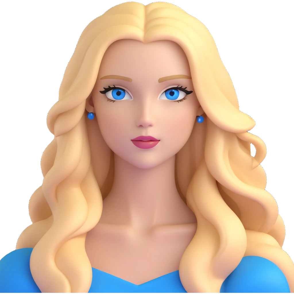 Sophisticated blonde European supermodel with long golden hair, striking blue eyes, high fashion pose emoji