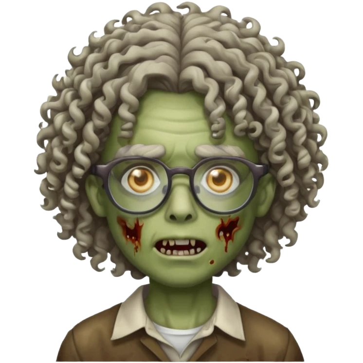 Um zombie com óculos e cabelo cacheado  emoji