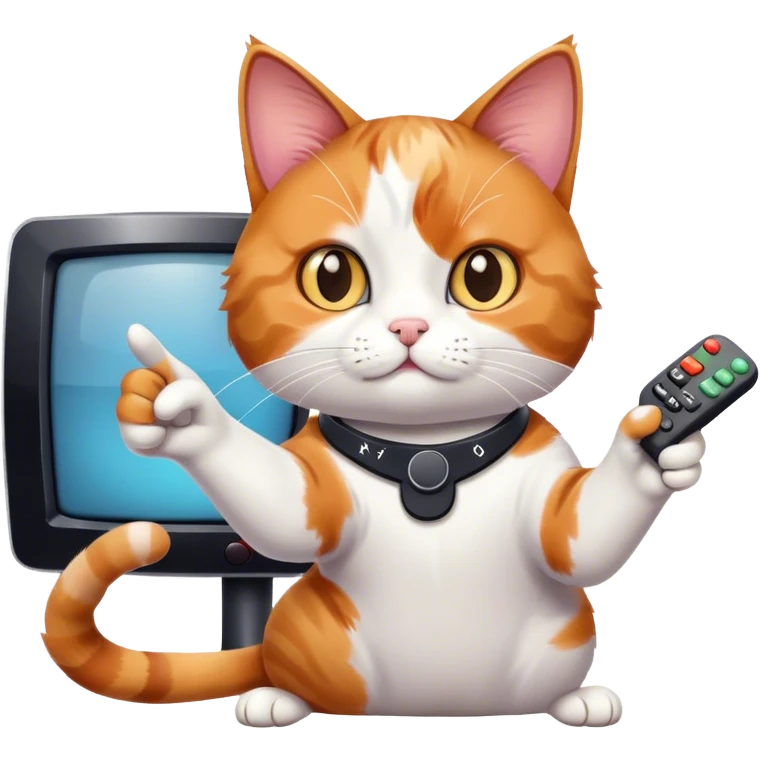 Cat pointing tv remote emoji