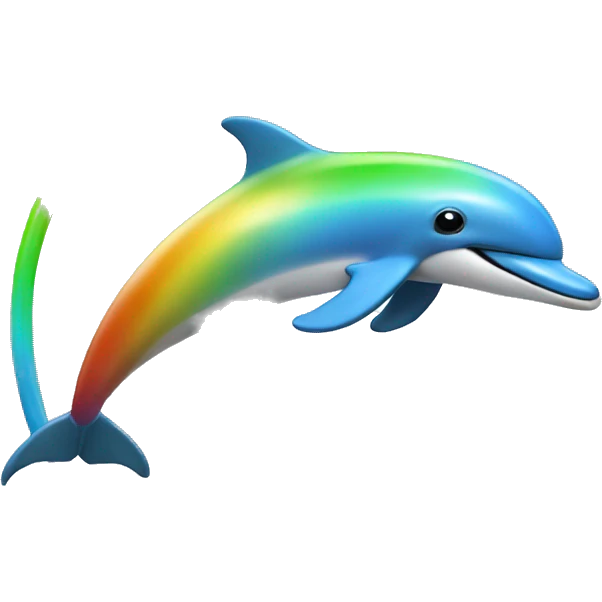 Rainbow dolphin jumping into a circle emoji
