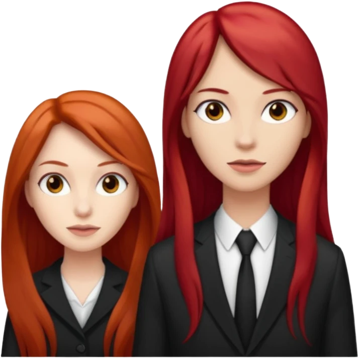 Mujer flaca con cabello largo color rojo color de piel blanca, Hombre de color medio moreno con cabello color negro, flaco emoji