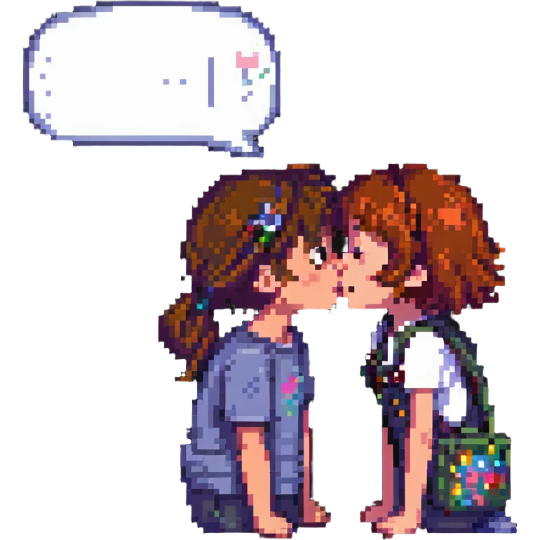 a girl and boy kissing inside a Hello Kitty-themed room, the girl says "sweet!" in a speech bubble emoji