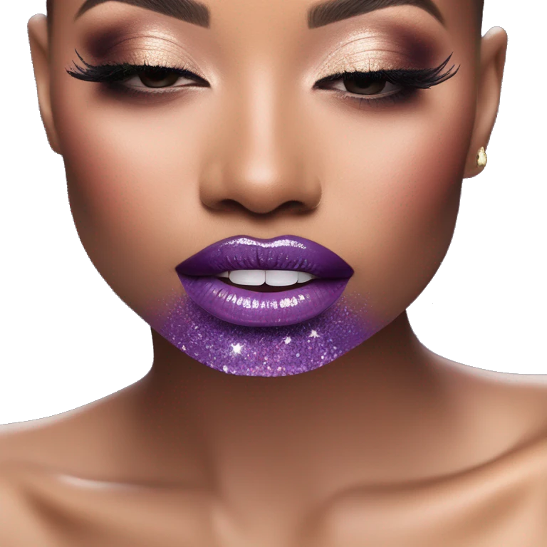 Purple ombre lip gloss with a lot of glitter emoji