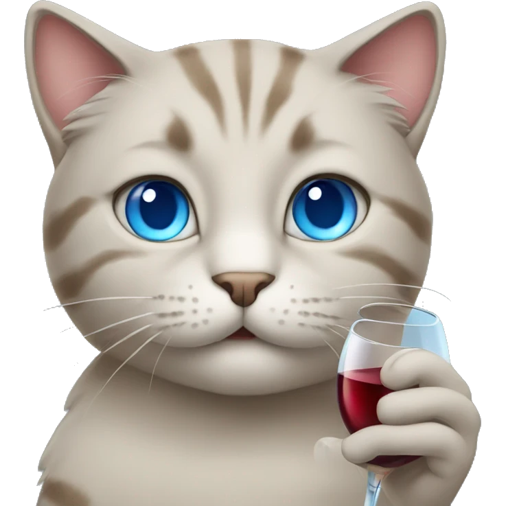cat with blue eyes drinking wine emoji