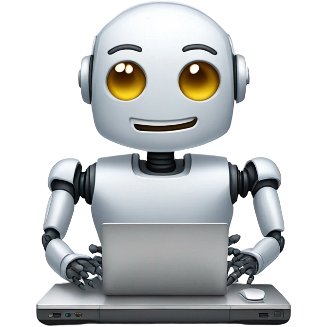 friendly happy robot on computer emoji