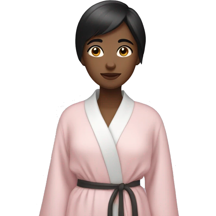 girl with black short hair wearing a light pink robe  emoji