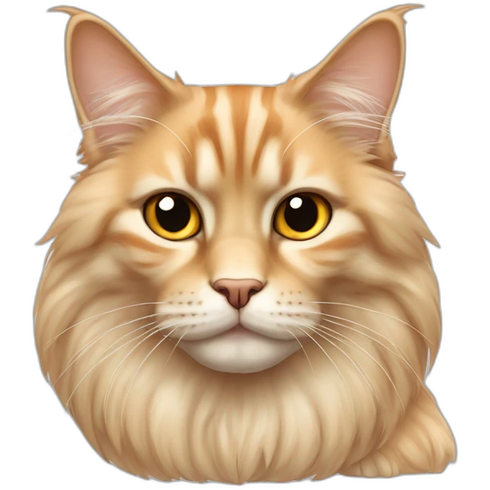 Cream orange main coon sit with an only one black eye emoji