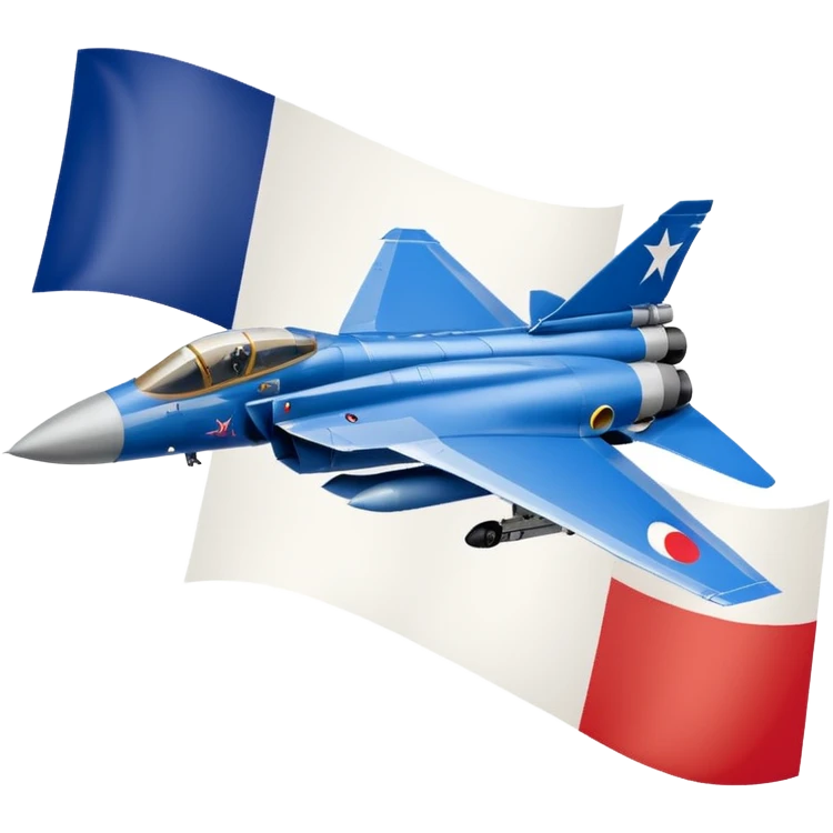 the french flag filling the entire background, and on front the mirage fighter jet emoji