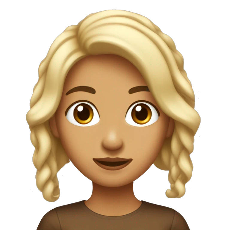 Chica de pelo castaño y ondulado con ojos marrón claro  emoji