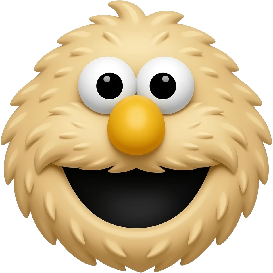 Persona, portretu, cheese cake monster, similar to cookie monster, fur should be new york cheesecake it means beige emoji