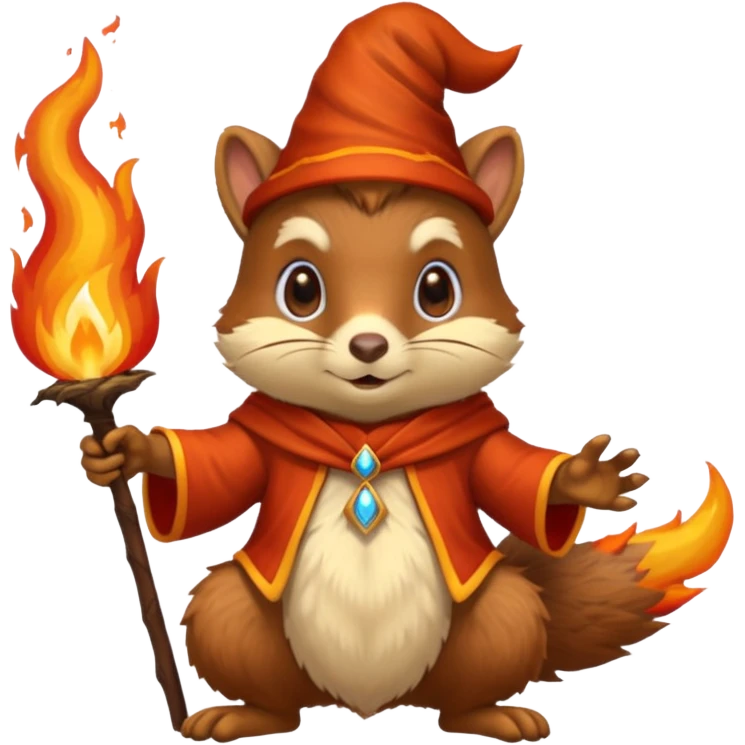wizard squirrel summoning fire emoji