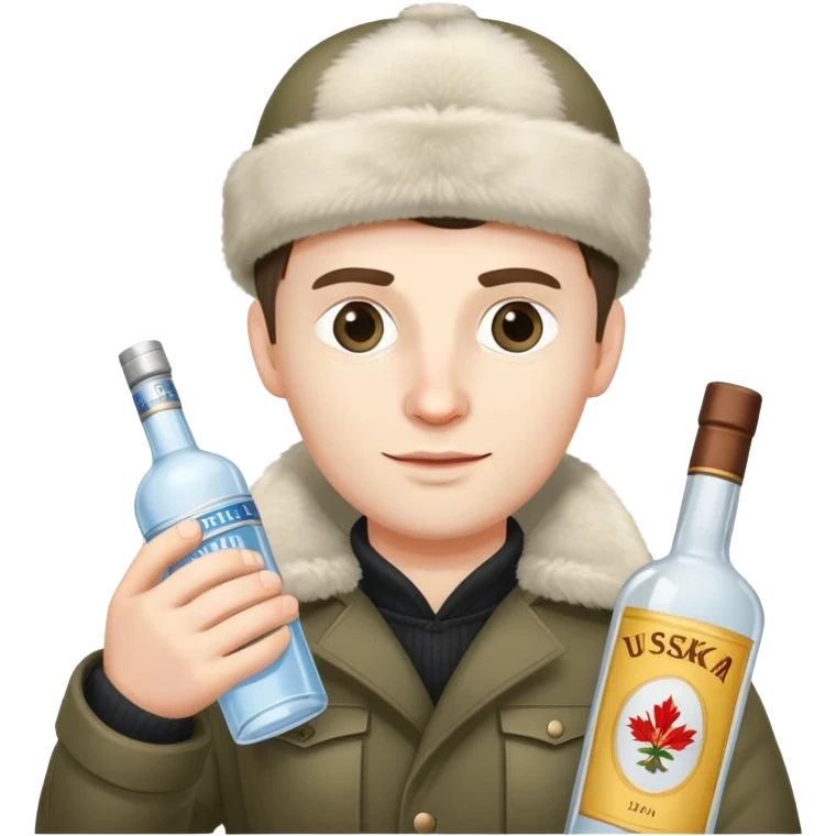 Nikolai Belinski from Call of Duty Zombies with ushanka hat and vodka bottle emoji