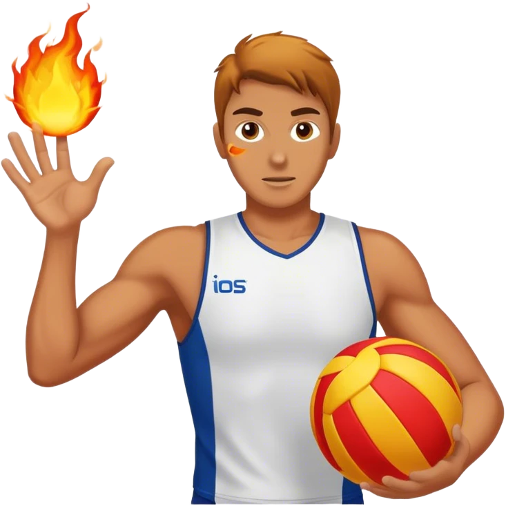 beach volleyball player with fireball emoji