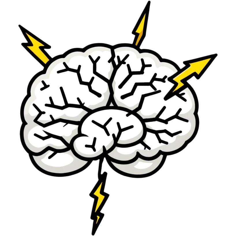cartoon brain with lightning bolts emoji