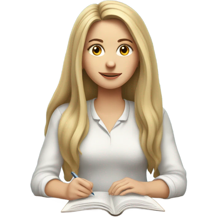 long hair white girl study emoji