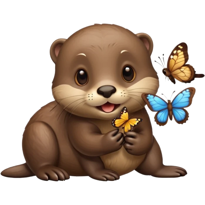 otter with a butterfly in the mouth  emoji