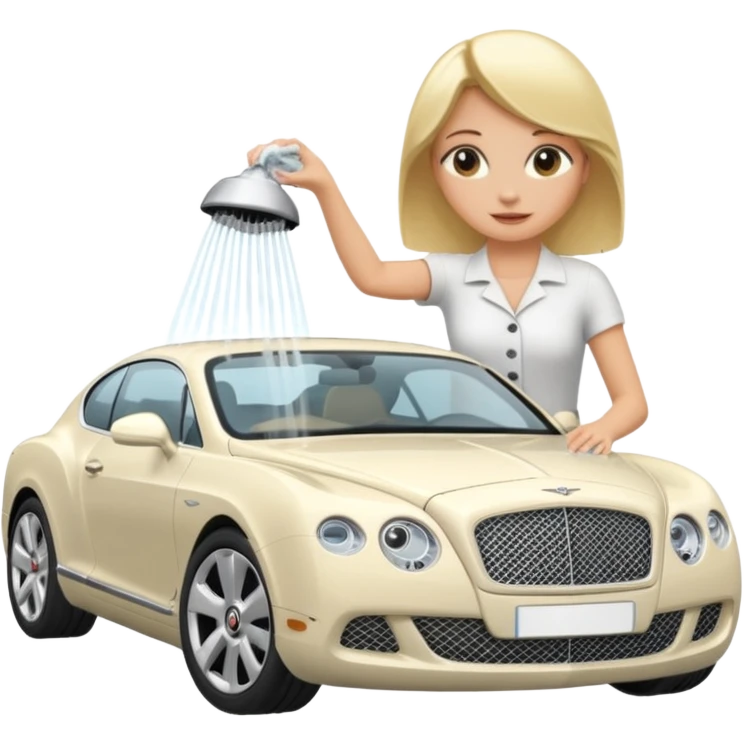 A blond lady washing a Bentley emoji