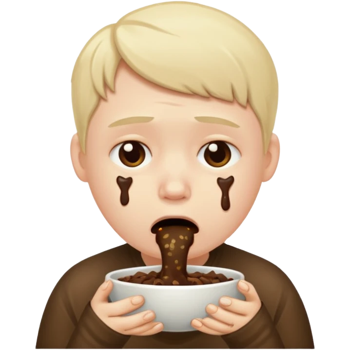 Depressed nerd eating poo emoji