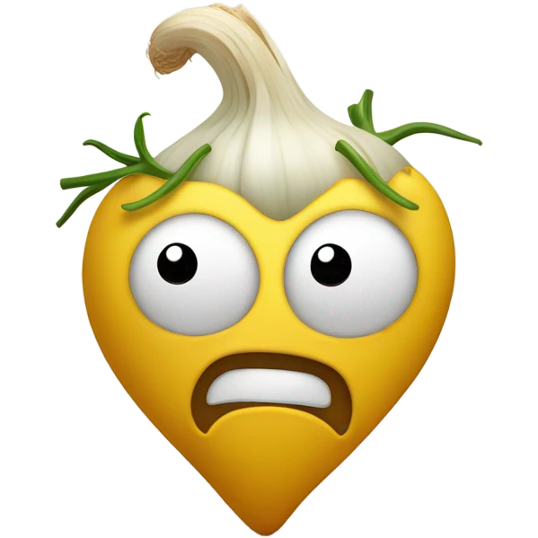 A little heart coughing in a cloud of garlic and onion emoji