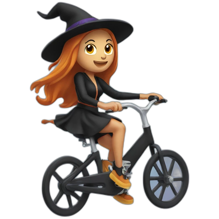 Cute witch riding spin bike emoji