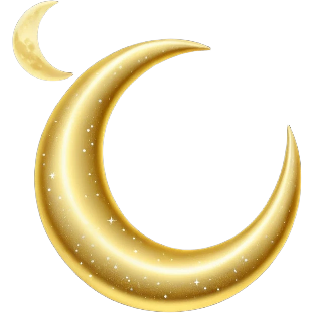 golden crescent moon with sparkles emoji