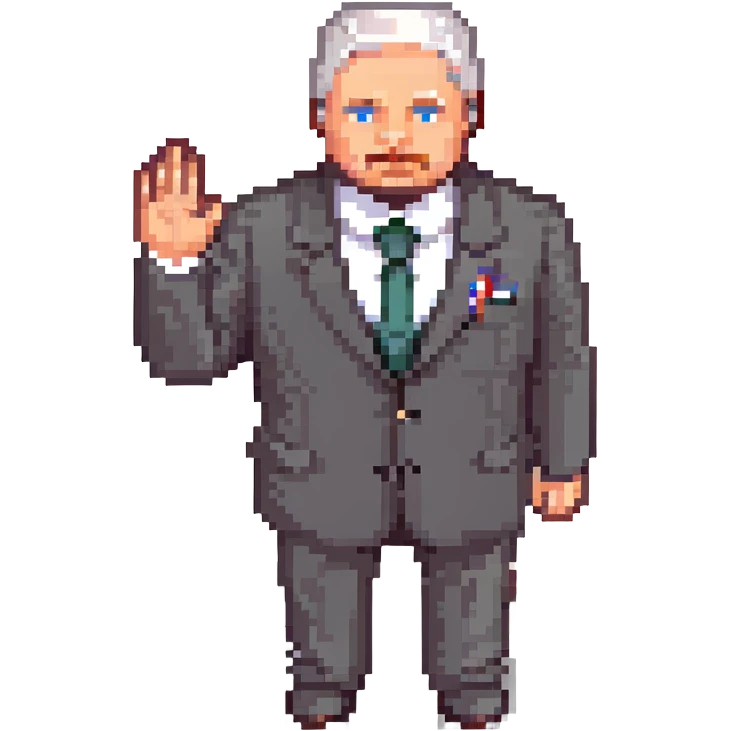 Российский чиновник в костюме с поднятой рукой emoji