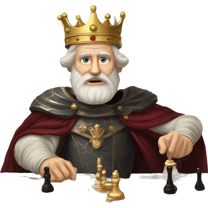 Vintage King Claudius hamlet old man big beard gold crown playing chess emoji