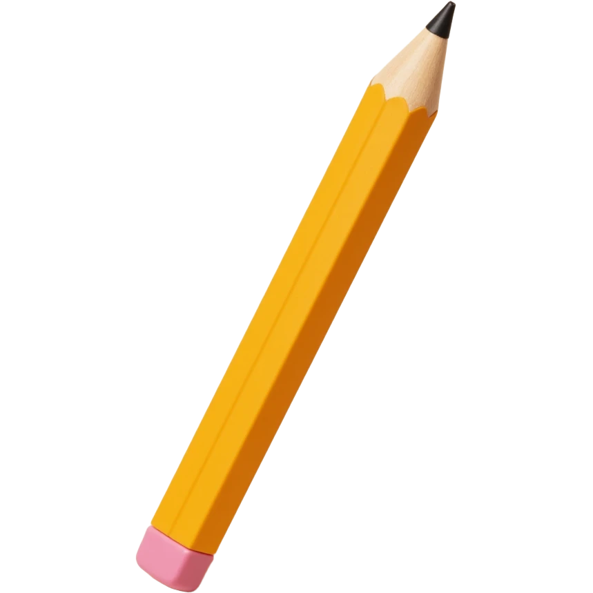 wooden pencil with a pink eraser, skeuomorphism icon style emoji