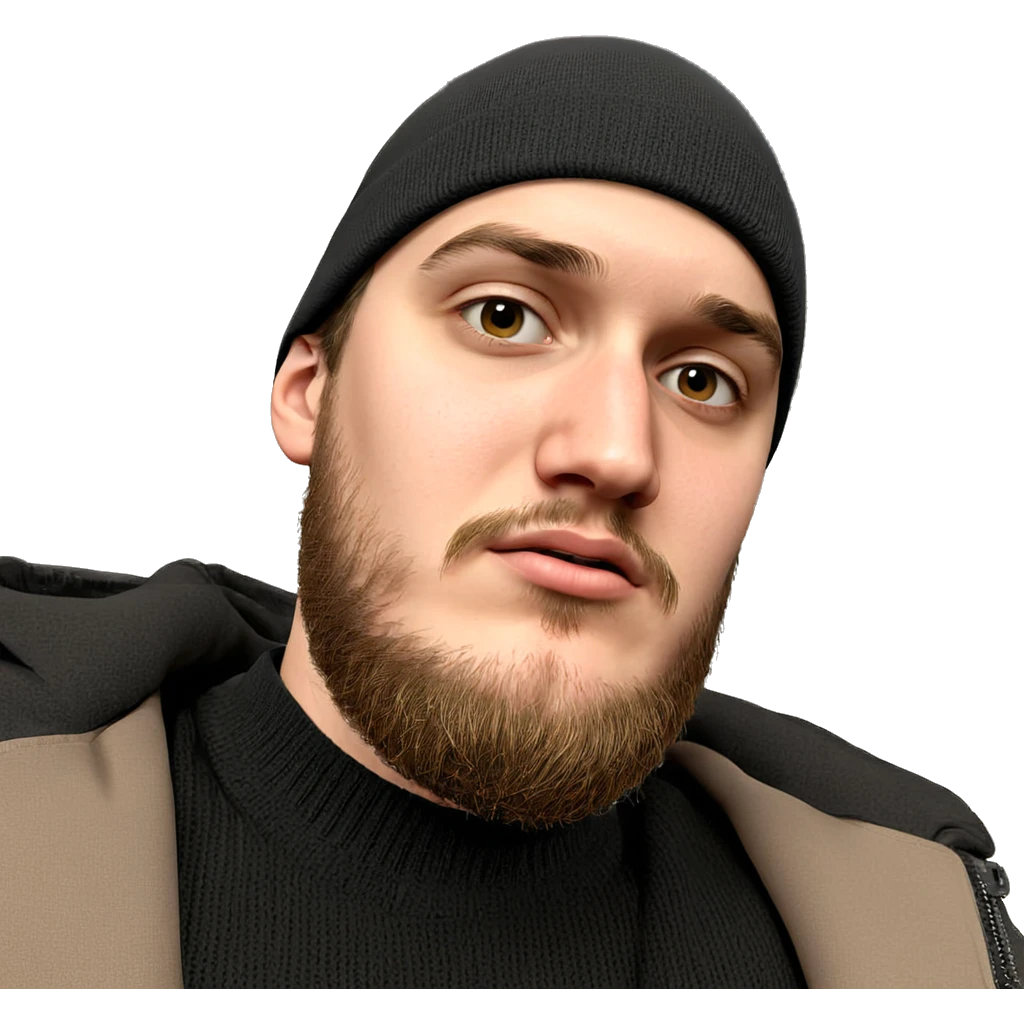 male portrait with beard hat emoji