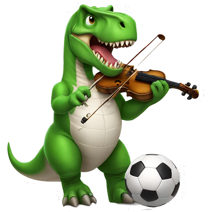 T-rex playing violino and soccer emoji