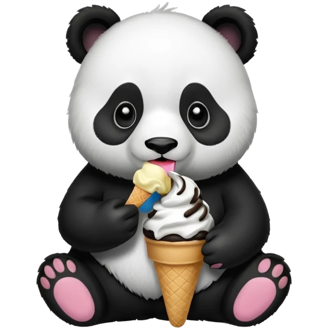 Panda eating ice cream emoji