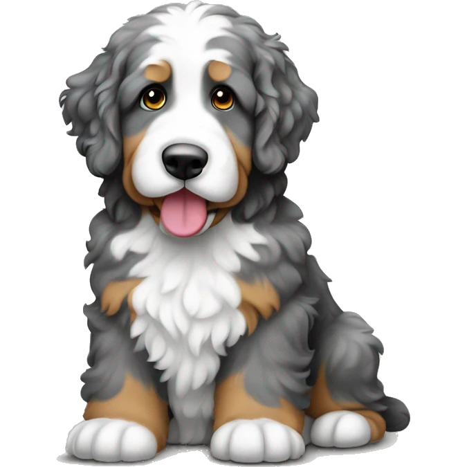 sitting merle colored bernedoodle emoji