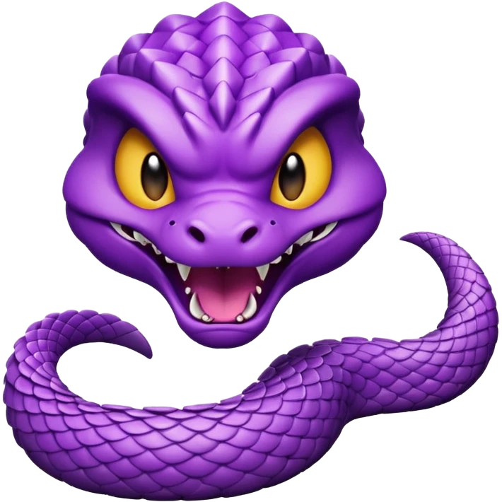  i want a animated emoji with the text "'Lil Viper Mad" with an angry but cute little purple viper spitting emoji
