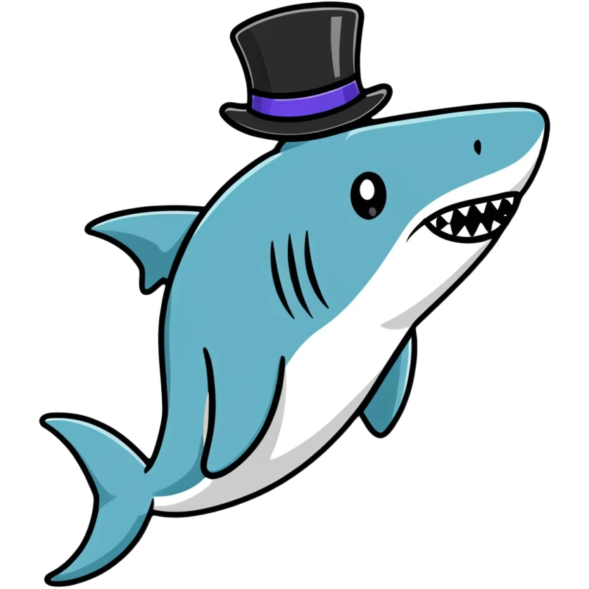 Shark with a top hat emoji
