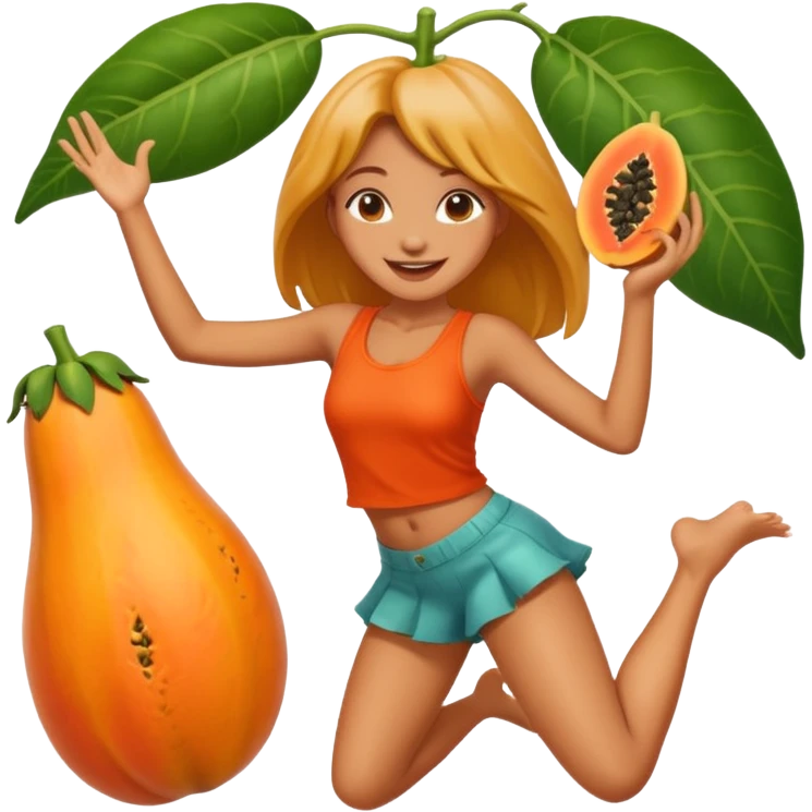 A girl dancing on a papaya  emoji