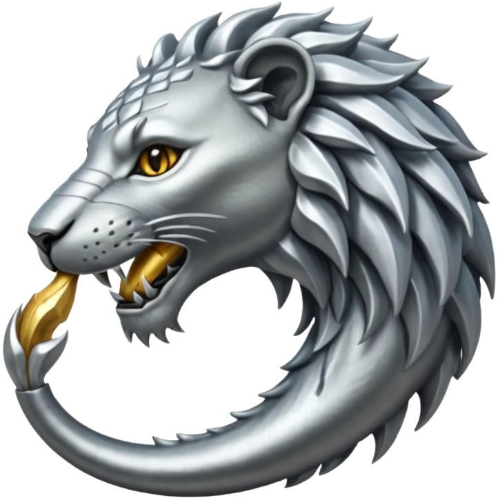 Silver Elder Scrolls Online Lion eating its tail Ouroboro emoji