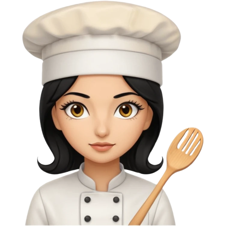 Create a persian girl, black hair, Middle Eastern with lashes  chef🧑‍🍳 emoji, barbie vibes tan skin black long hair with long lashes BADDIE VIBES long black hair and tanned skin dark brown eyes and longer baddie lashes emoji