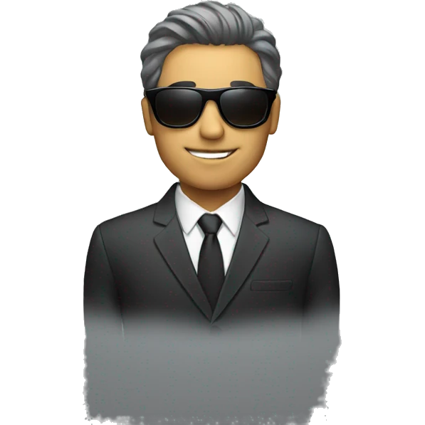 man in full suit with sunglasses emoji
